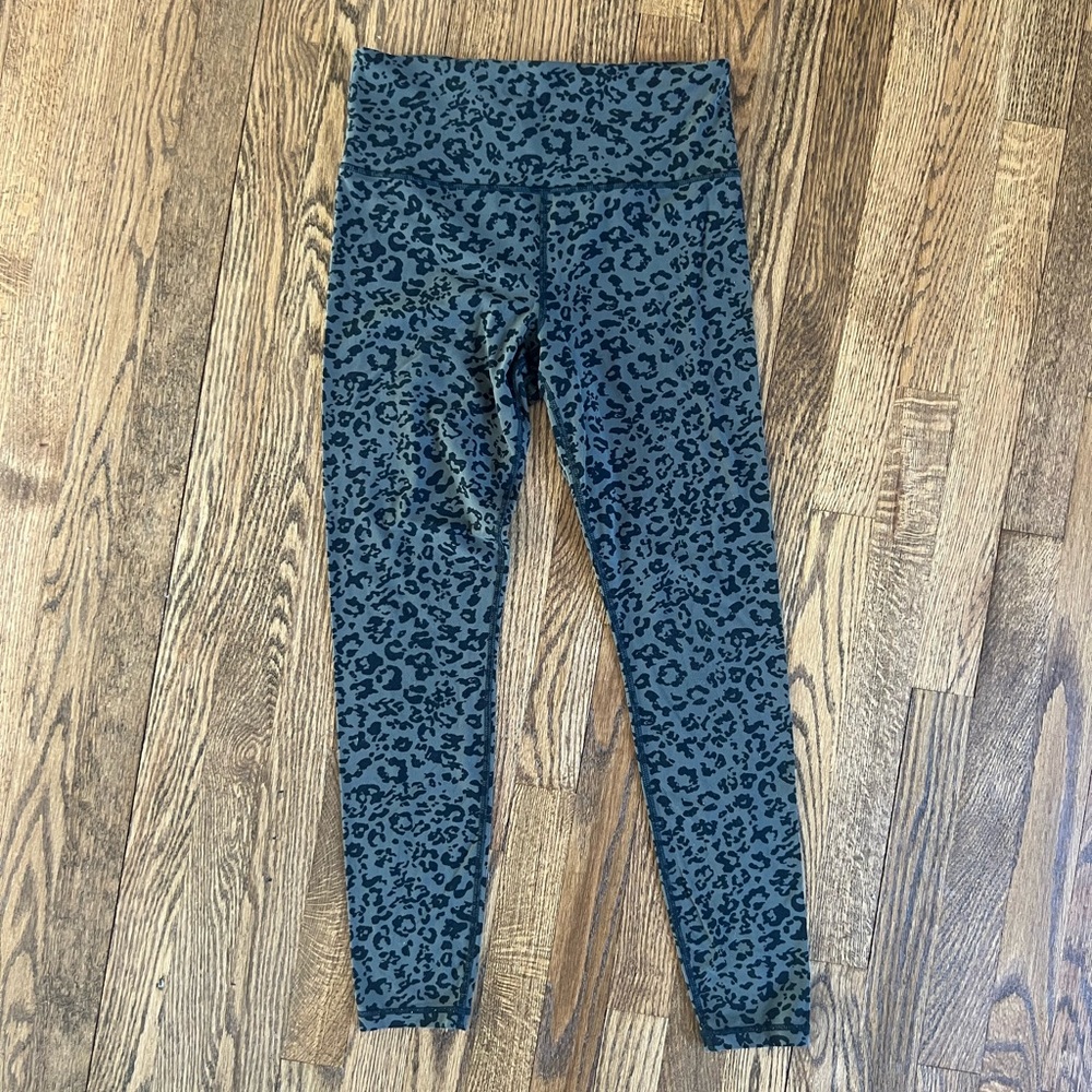 Athleta Leopard Print Leggings - Black and Gray